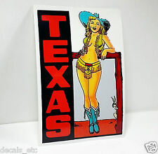 Texas Cowgirl Pin-up Vintage Style Travel Decal / Vinyl Sticker, Luggage Label picture