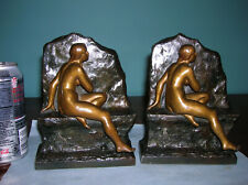 RARE antique bookends Chained Andromeda mythology artist Gustavo Obiols, 8 lbs picture