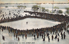 Skating Exhibition Belle Isle Park Detroit MI Dietsche Antique Postcard Germany picture