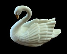 Lenox Porcelain Swan 24K Gold Trim  Figurine Ivory 2.5” T picture