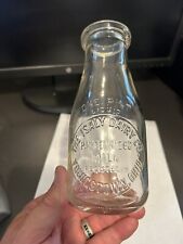 NICE VINTAGE ANTIQUE 1 PINT ISALY DAIRY YOUNGSTOWN O. EMBOSSED GLASS MILK BOTTLE picture