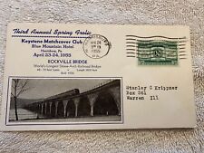 Stone Arch 1959 Harrisburg, PA Worlds Largest RR Bridge Keystone Matchcover Club picture