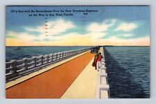 FL-Florida, Overseas Highway to Key West, Antique Vintage Souvenir Postcard picture