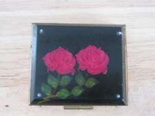 Vintage Bircraft Lucite Hand-Carved Twin Rose Compact 1950's picture