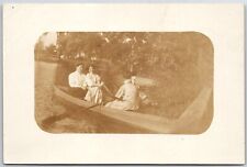 RPPC Women Ladies Rowing In Canoe Vintage Antique postcard picture