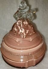 Antique Deco L. E. Smith, Peirrot Reverse Painted Minstrel Powder Box Jar 1930s picture