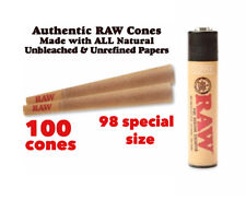 AUTHENTIC Raw 98 special Size classic pre Rolled Cone(100PK)+raw clipper lighter picture