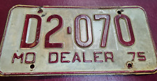 Vintage Missouri 1975 DEALER License Plate, D2-070, Hi Way Motors New Haven Mo picture