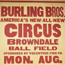 1952 Burling Bros Brothers Circus Poster Browndale Ball Field Forest City PA picture