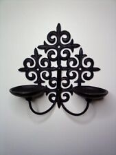 Vintage Cast Iron Drop Down Wall Sconce Ornate Candle Holder 12 Inches Heavy picture