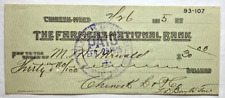 Vintage 1915 Cashed Check Chinook Montana the Farmers National Bank M M Minwald picture