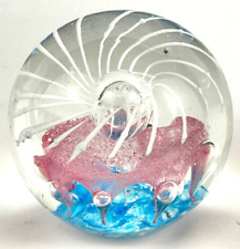 Vintage Large Spiral Design Suspended Bubbles Art Glass Paperweight picture