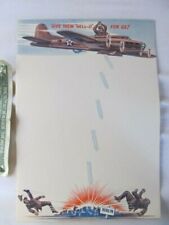 RARE 1943 COLORFUL WWII Patriotic Propaganda Military Stationary, Bomber, Berlin picture