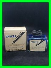 Original Vintage Parker Super Chrome Blue-Black Ink With Original Box Half Full  picture