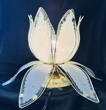 Vintage White Lotus Water Lily Flower Glass Petals Touch Table Lamp picture