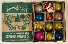 12 Vintage SHINY BRITE 3” Mercury Glass Christmas Ornaments UNCLE SAM BOX Rare picture