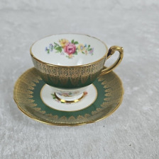 Hammersley & Co. Bone China Teacup and Saucer Burgundy Gold Floral Vintage picture