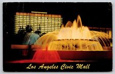 Postcard CA Los Angeles Mall Of The Civic Center At Night Chrome A17 picture