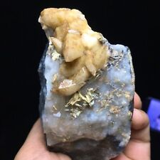 292g WOW Natural Yellow Dogtooth Calcite is Associated with Cubofluorite picture