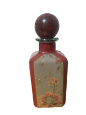 Vintage Fabric And Leather Wrapped Decanter Plastic Wood Cork 10