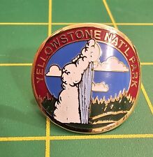 Vintage Yellowstone National Park, Old Faithful, Curved Enameled Lapel Pin picture