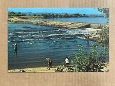 Postcard Wisconsin WI Onalaska Dam Sunfish Fishing Mississippi River Vintage PC picture