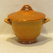 RARE VTG Homer Laughlin WELLS ART GLAZE Covered Sugar with Lid Burnt Sienna Rust picture