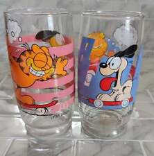 Vintage McDonalds Garfield And Odie Drinking Glasses Set Of 2 1978 16 Ounce picture