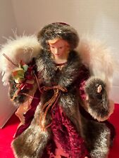 Gorgeous/13”/CHRISTMAS /ANGEL /RED GOWN /FAUX FUR picture