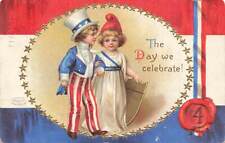 c1908 Boy Uncle Sam  Girl  Lady Liberty Fourth of July P449 picture
