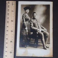 WWI-Era Sepia RPPC of British-Indian Woman and US Uniformed Soldier picture