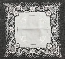 White Embroidered Handmade Tatting Lace Reticella Needle Crochet Doily Wedding picture