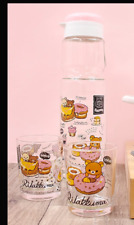 NEW San-X Japan RILAKKUMA Deli Bakery Carafe GLASS Bottle Cup SET Teapot Toreba picture