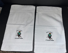 (2) Vintage Polo Ralph Lauren Ski Bear Christmas Hand Towels 18.5” x 10.5” picture