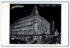 c1910 Nicollet Ave Sixth St Night Minneapolis Minnesota Antique Vintage Postcard picture