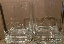 VTG Crown Royal Glasses 2000 Embossed Square Rocks Whiskey Bourbon Set Of 2 Y2K picture