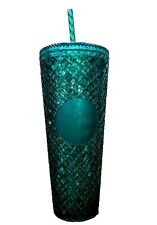Starbucks Spring Textured 2022 Emerald Green Jeweled Cold Cup Venti EUC W/ Straw picture