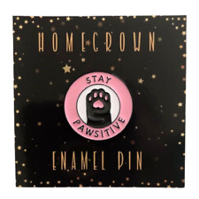 Stay Pawsitive Pink Cat Enamel Pin Cute Cat Paw Positive Motivational Quote picture