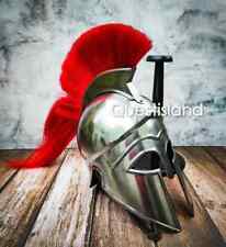 Medieval Greek Corinthian Helmet With Red And Black Plume Medieval Wearable Helm picture