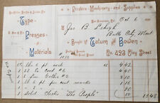 1891 Tatum and Bowen Receipt - Printers, Machinery and Supplies - Butte City, MT picture
