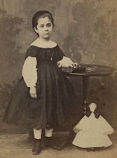 Rare Antique CDV Size Photo of Little Girl With her doll c.1870s picture