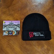 Knotts Scary Farm 50th Beanie & Collector's Buttons Pins Halloween Haunt Set picture