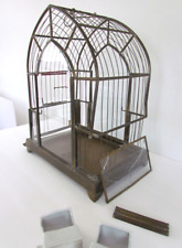 Art Deco Antique Bird Cage Brass Cathedral Glass Panels picture