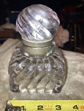Antique Large Inkwell with Ribbed Swirling Glass- Baccarat Style Inkwell picture