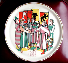 Langenthal Swiss Porcelain Swiss History Wall Plate Dramatic Stained Glass Style picture