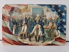 1909 Raphael Tuck Postcard George Washington Taking Leave of his Officers Flag picture