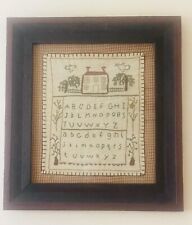 Handcrafted Embroidery Alphabet Sampler Tradition& Framed Estate Sale 17x15.5-JJ picture