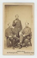 Antique CDV Circa 1870s Three Civil War Era Men Posing Together Marblehead, MA picture