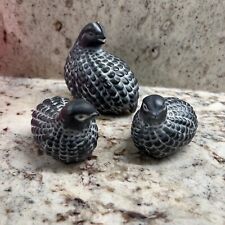 Quail Family Figurines Vintage Arnels Blackish Hand Painted Set of 3 picture