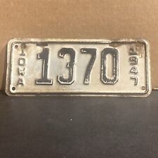 Vintage Iowa 1947 Motorcycle License Plate Advertising Iowa Gas Oil picture